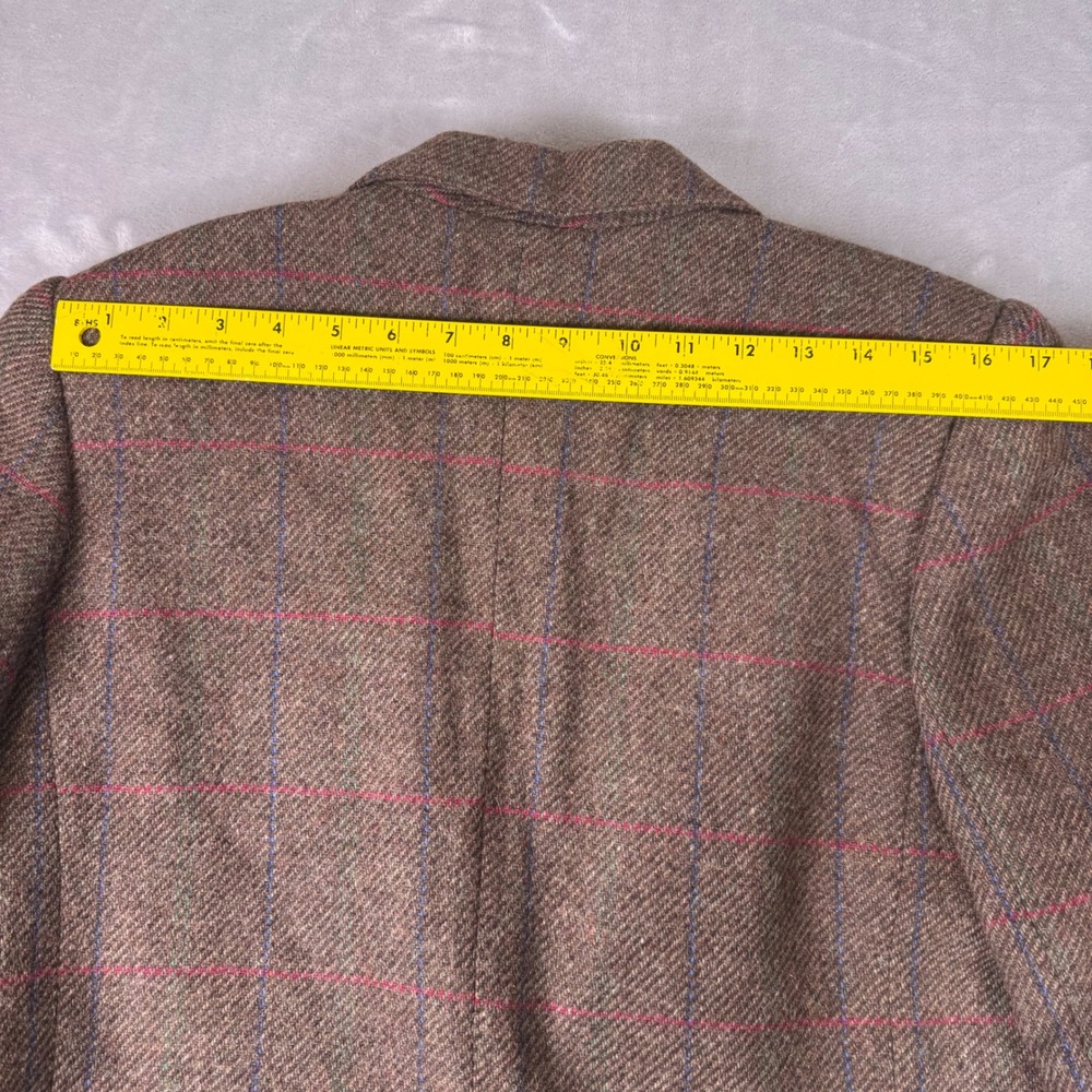 Peabody‎ House International Brown Wool Windowpane Plaid Blazer Jacket 9/10 VTG - Picture 10 of 12